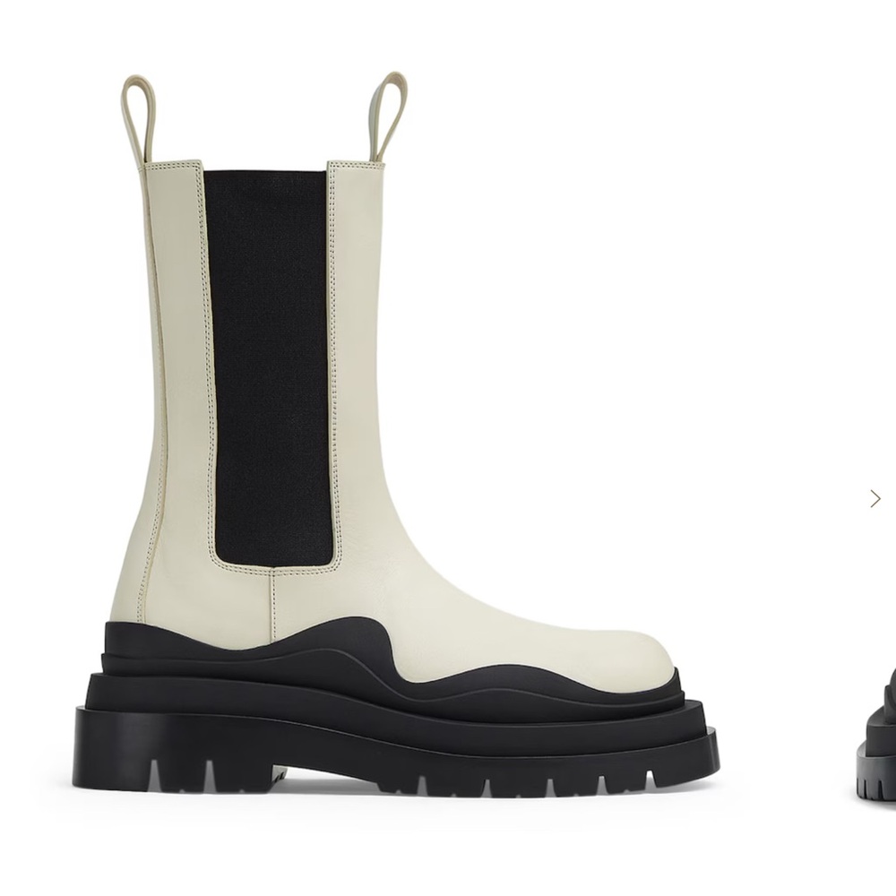 Bottega Veneta Cream and Black Heeled Boots